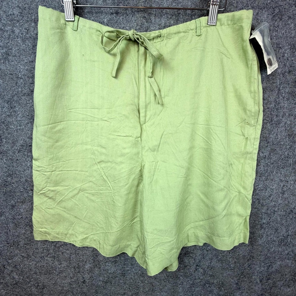 Vintage Jaclyn Smith Shorts Womens XL Green Linen Rayon Classic Drawstring